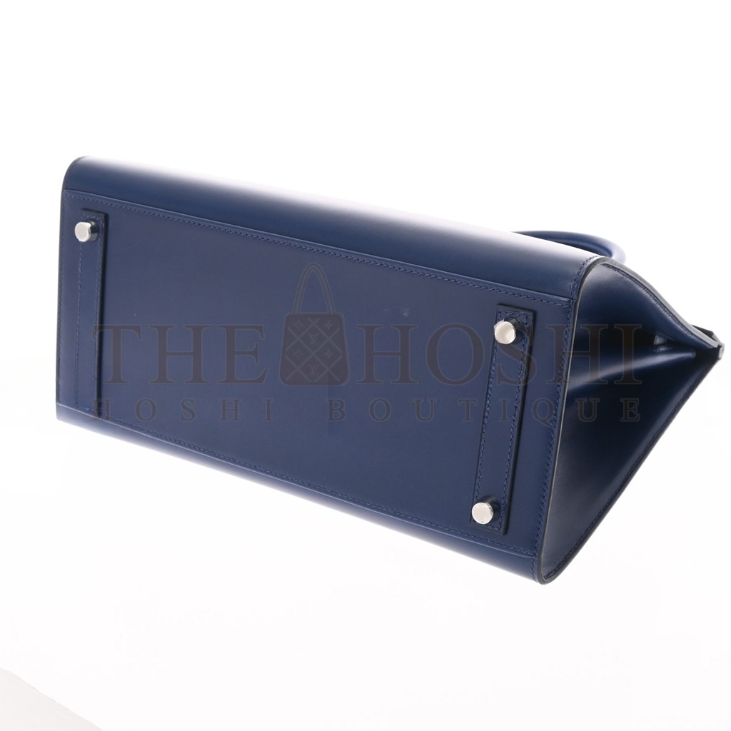 H**me5 BIRKIN 30 BOX LEATHER SAPPHIRE BLUE SILVER BUCKLE H029283CK81 (30*23*15cm) Master Quality